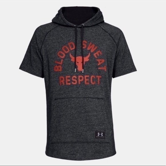 NWT Under Armour Men's Project Rock Respect Short Sleeve Hoodie Sweater size S - Picture 1 of 11